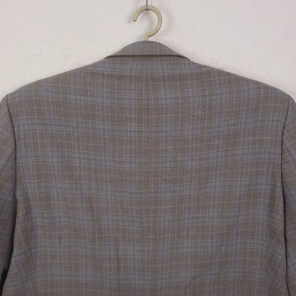 Lauren Ralph Lauren Blazer Mens 50R Tan Blue Plaid Silk Wool Sport Coat Jacket